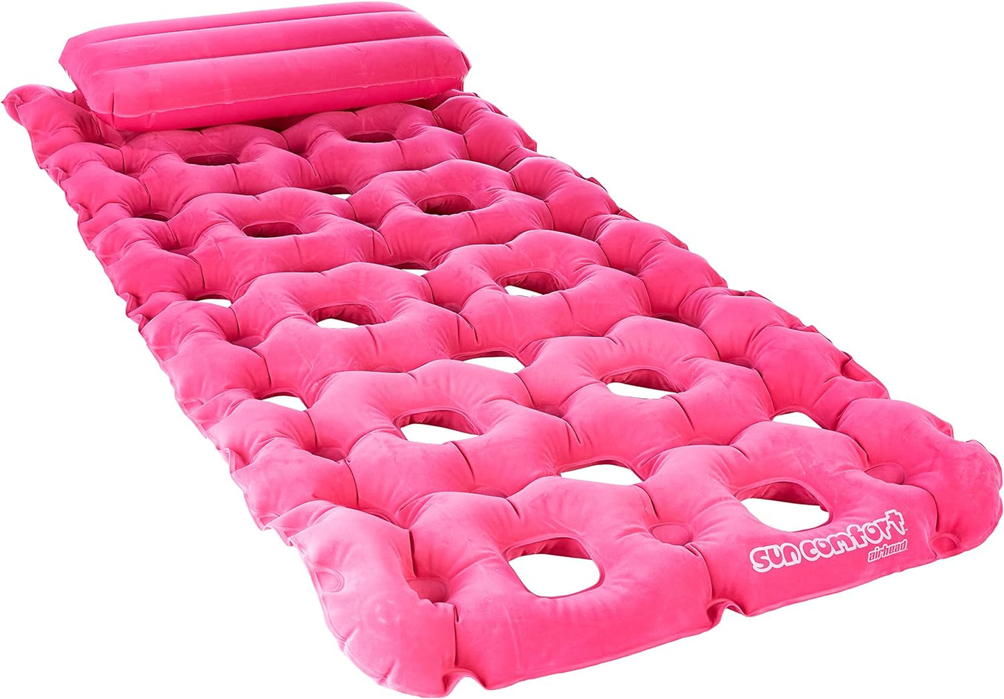 Sun Comfort Cool Suede™ Pool Mattress — Sapphire, 88" × 40", Removable Pillow (Model AHSC-024)