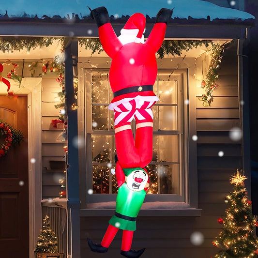 6 FT Inflatable Climbing Santa Outdoor Decoration with Built-In LED Lights – Christmas Blow-Up for Yard, Garden & Holiday Party Décor