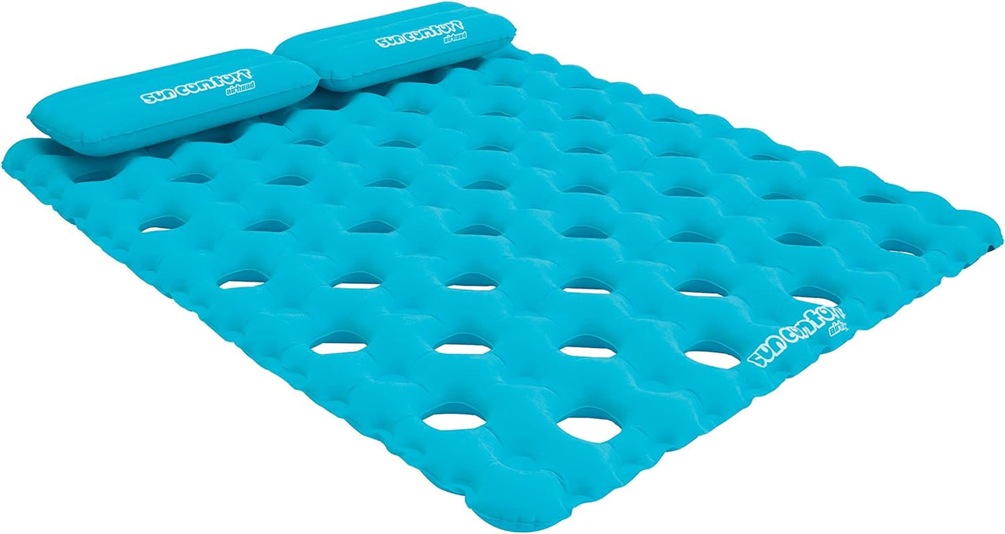 Sun Comfort Cool Suede™ Pool Mattress — Sapphire, 88" × 40", Removable Pillow (Model AHSC-024)