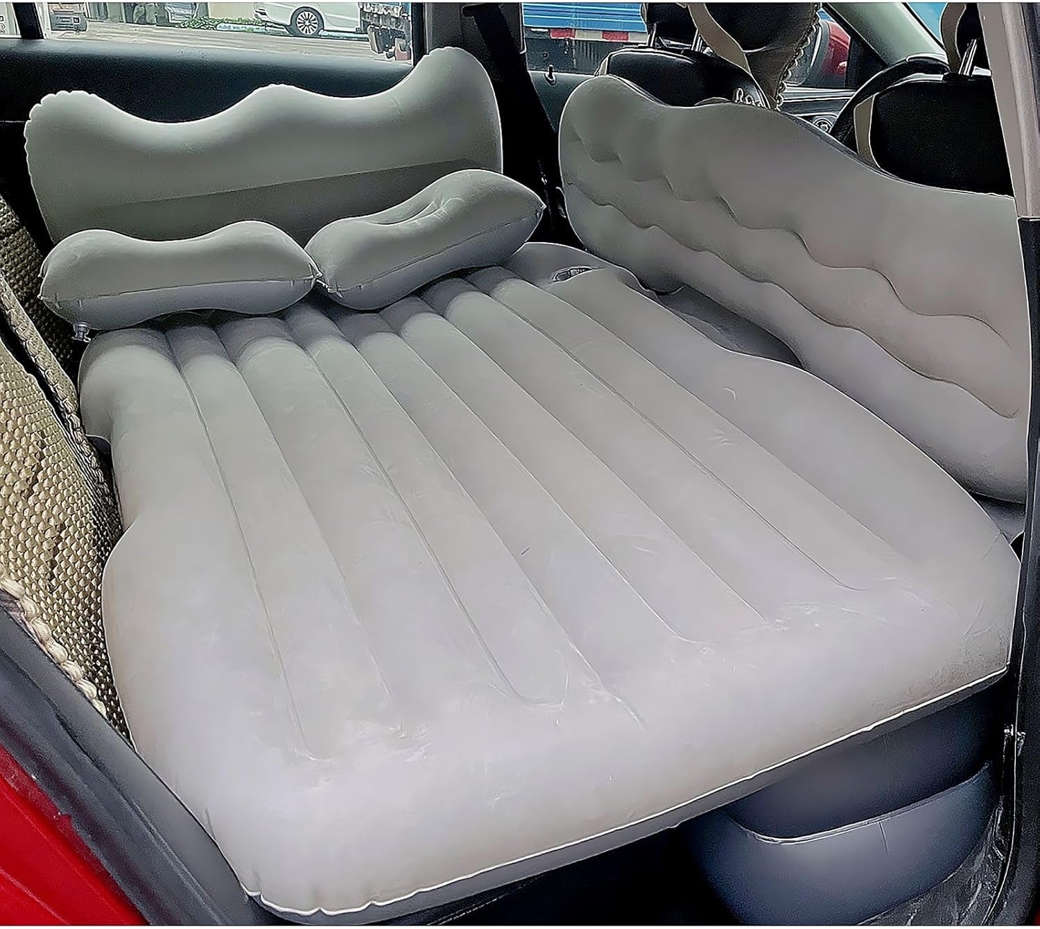 Universal Car Air Mattress — Flocked Back-Seat Bed w/ 12-V Pump, Pillows & Travel Kit (185 × 90 cm)