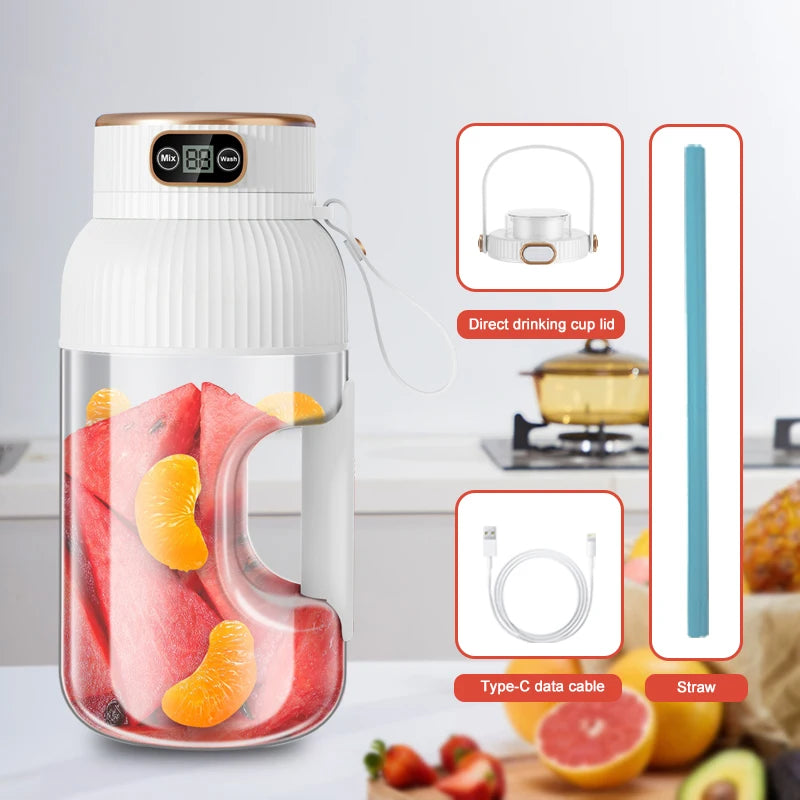 USB-Rechargeable Portable Citrus & Fruit Juicer — 500 ml, Auto Residue Separation