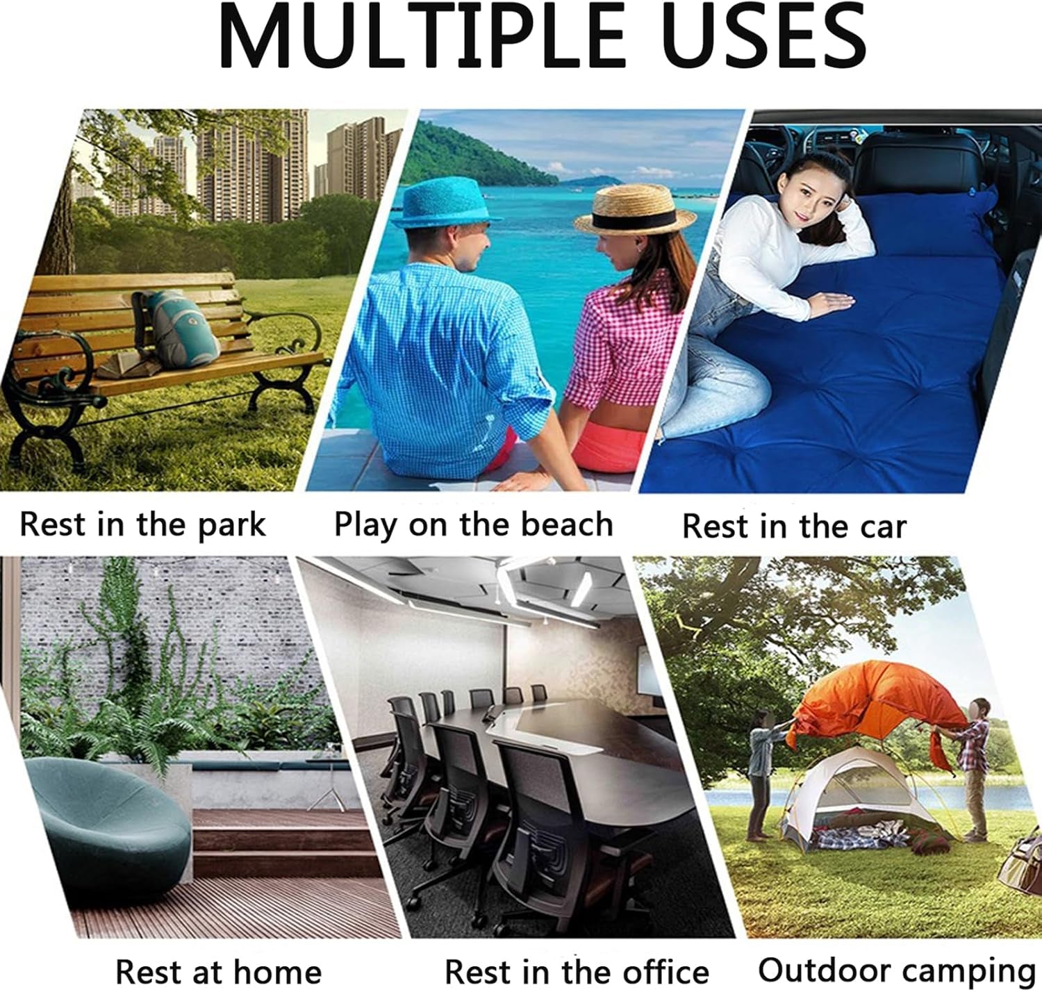 Universal Car Air Mattress — Flocked Back-Seat Bed w/ 12-V Pump, Pillows & Travel Kit (185 × 90 cm)