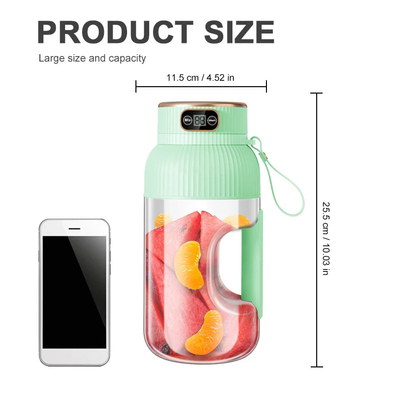 USB-Rechargeable Portable Citrus & Fruit Juicer — 500 ml, Auto Residue Separation