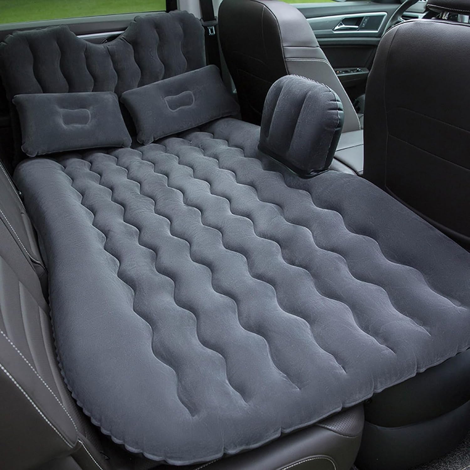 Universal Car Air Mattress — Flocked Back-Seat Bed w/ 12-V Pump, Pillows & Travel Kit (185 × 90 cm)