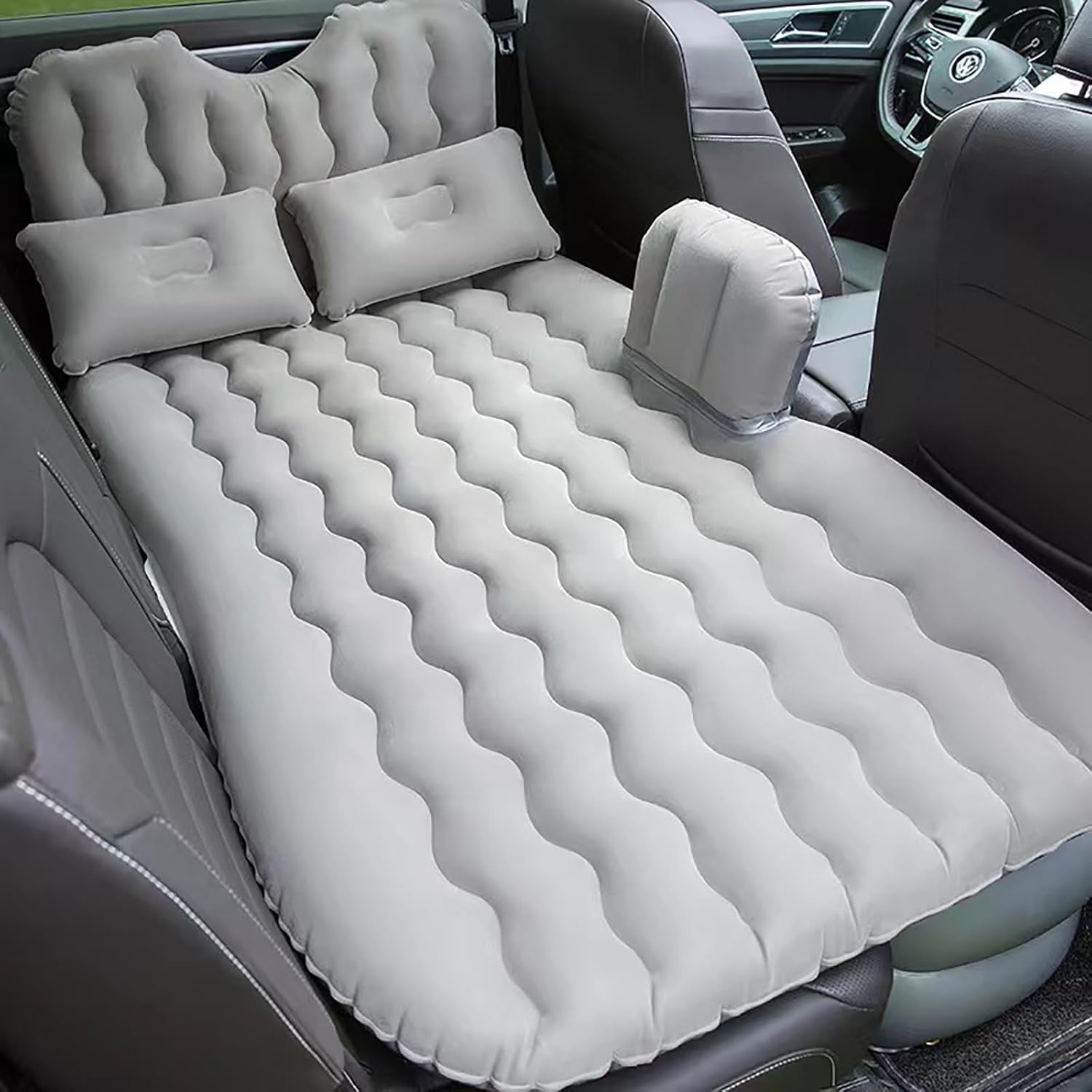 Universal Car Air Mattress — Flocked Back-Seat Bed w/ 12-V Pump, Pillows & Travel Kit (185 × 90 cm)