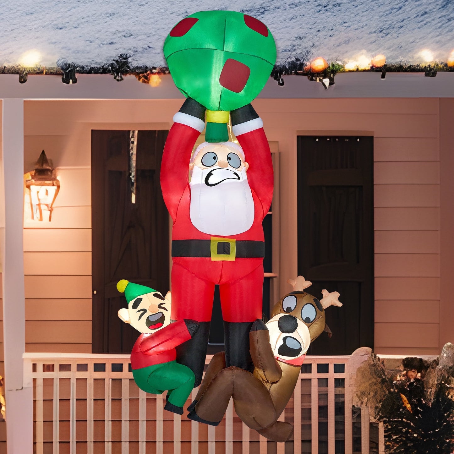6 FT Inflatable Climbing Santa Outdoor Decoration with Built-In LED Lights – Christmas Blow-Up for Yard, Garden & Holiday Party Décor