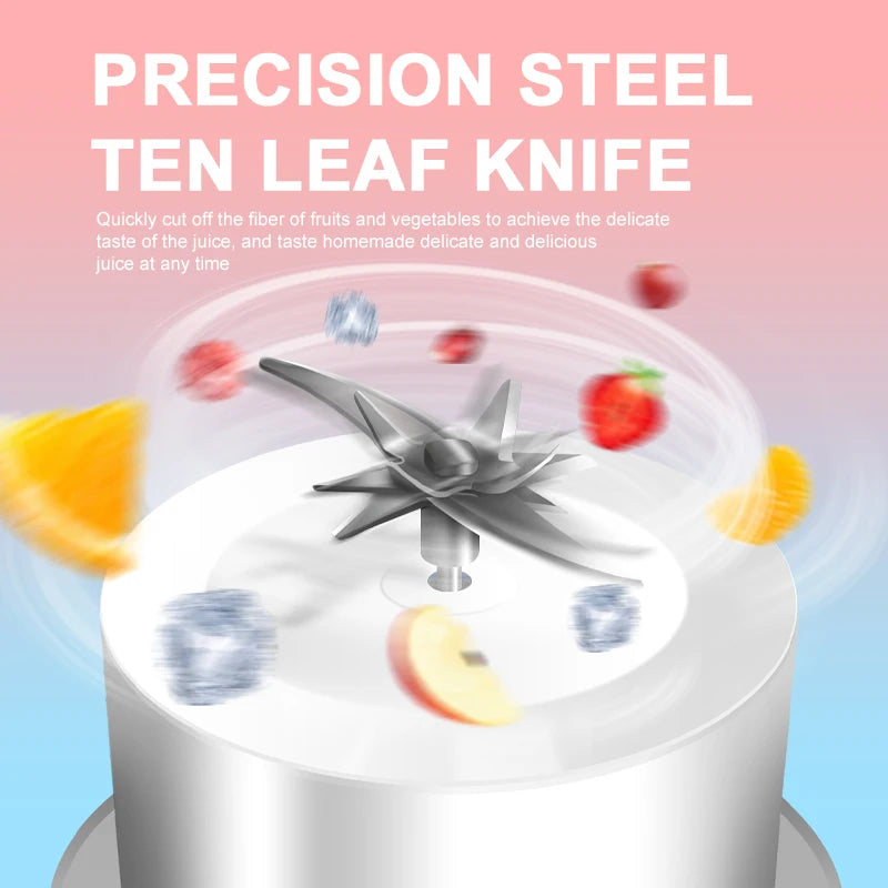 USB-Rechargeable Portable Citrus & Fruit Juicer — 500 ml, Auto Residue Separation