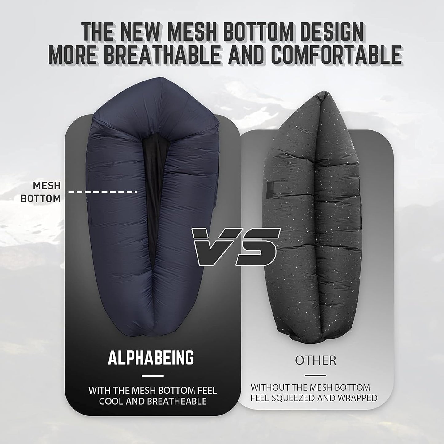 Inflatable Lounger Air Sofa — Mesh-Bottom, Anti-Leak, 700 lb Capacity, with Carry Bag & Stakes