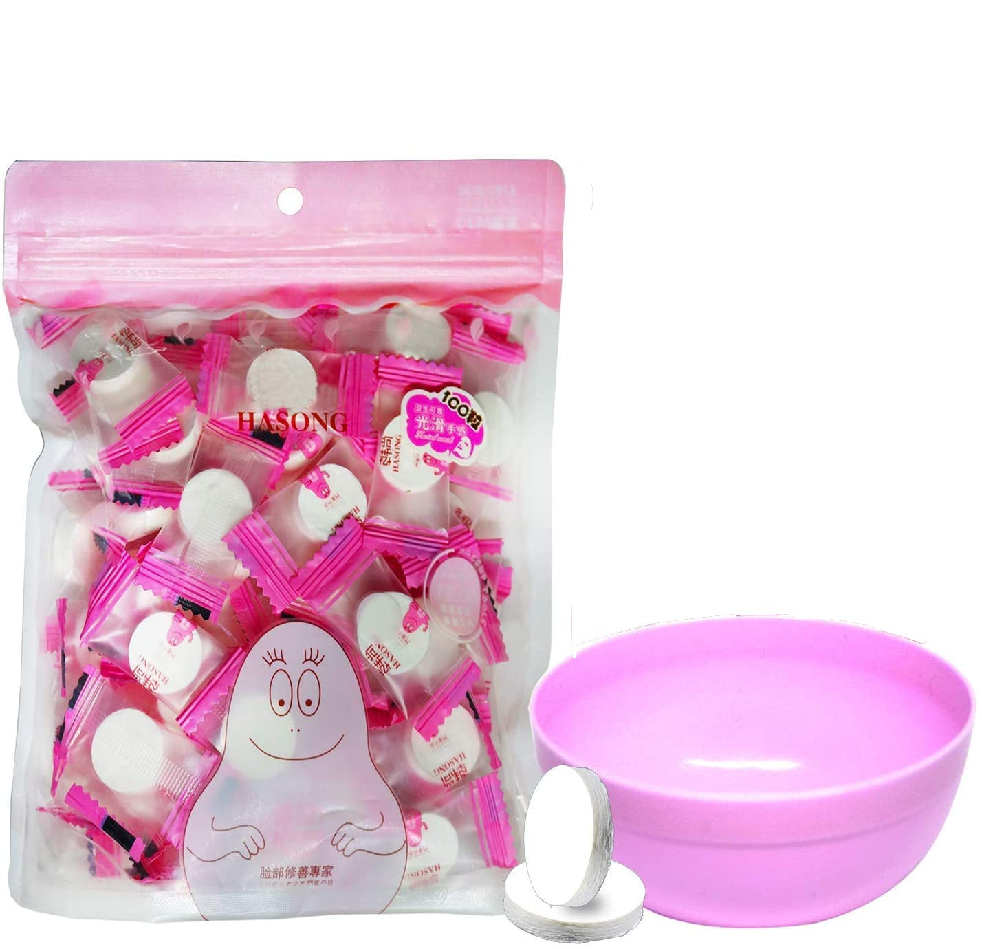 100-Piece Compressed Disposable Facial Mask Sheets + Free Mask Bowl | DIY Hydrating Cotton Face Masks for Home or Travel – K-Beauty Skincare Set