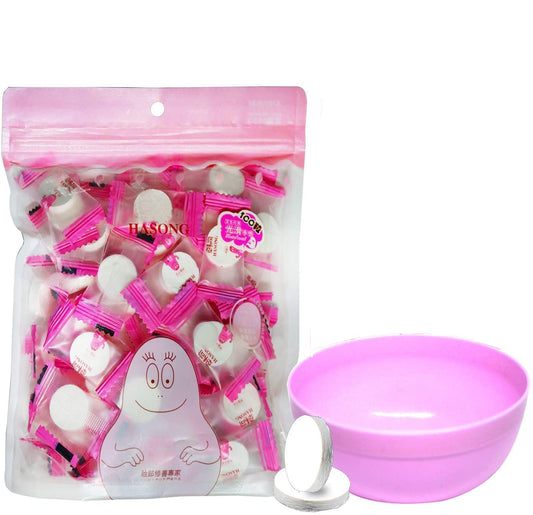 100-Piece Compressed Disposable Facial Mask Sheets + Free Mask Bowl | DIY Hydrating Cotton Face Masks for Home or Travel – K-Beauty Skincare Set