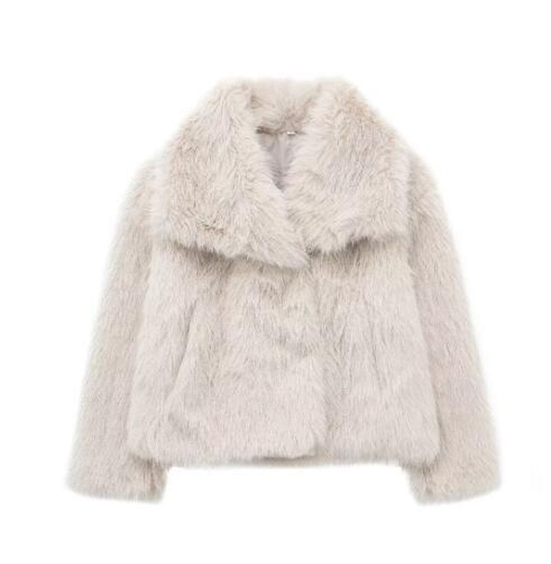 Stay Cozy and Chic with Our Winter Plush Coat - Stylish Long Sleeve Lapel Outwear for Women