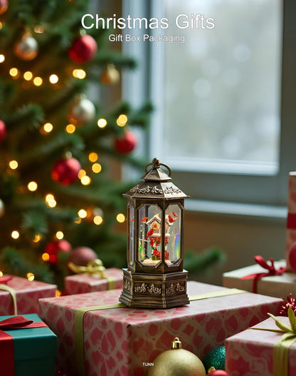 Sparkling 12" Christmas Snow Globe Lantern with Music Box - Perfect for Your Holiday Decor! 🎄✨🔋 #ChristmasVibes #HomeDecor
