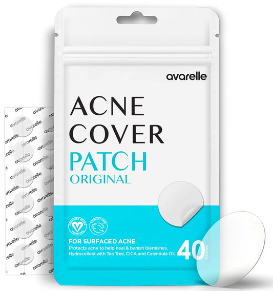 Avarelle Acne Cover Patches | Hydrocolloid Pimple Patches with Tea Tree, Cica & Calendula – Vegan, Cruelty-Free Korean Skincare Zit Patches