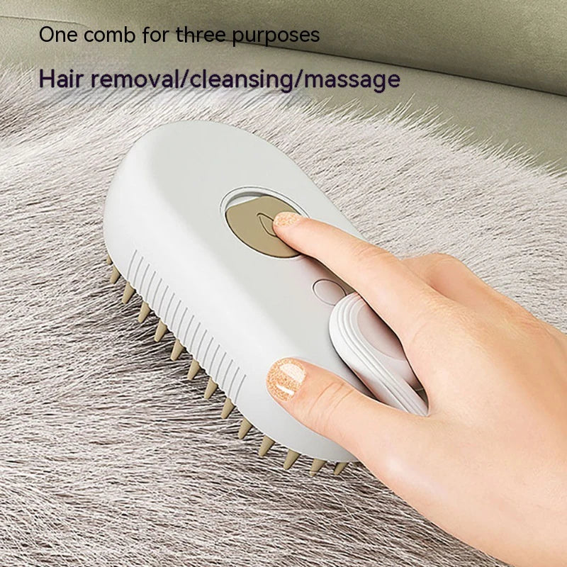 3-in-1 Steam Spray Pet Grooming Brush – Cat & Dog Hair Care Solution