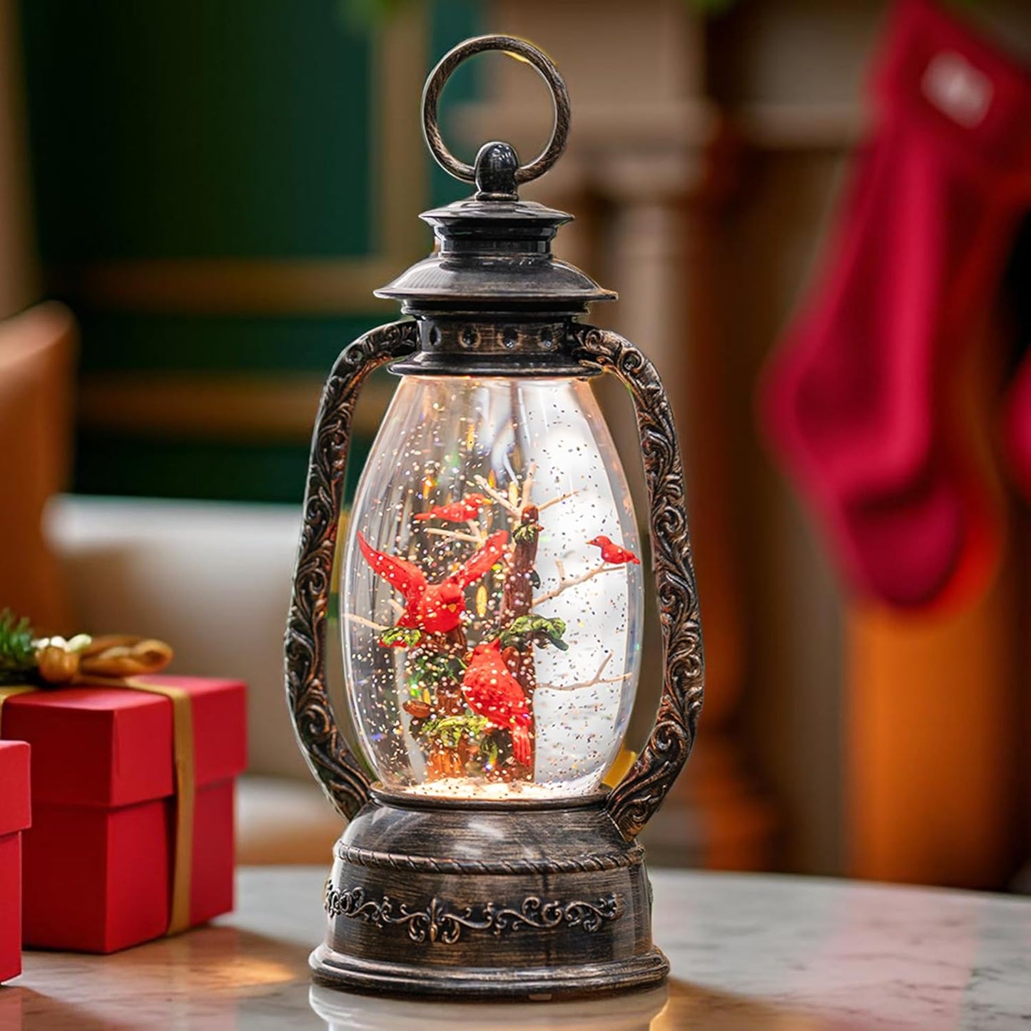 Sparkling 12" Christmas Snow Globe Lantern with Music Box - Perfect for Your Holiday Decor! 🎄✨🔋 #ChristmasVibes #HomeDecor