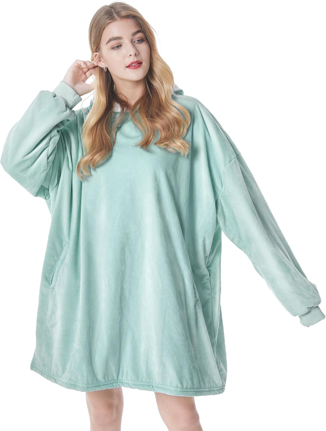 Oversized Wearable Blanket Hoodie – Ultra Soft Sherpa Fleece Sweatshirt, One Size Cozy Gift for Women & Men