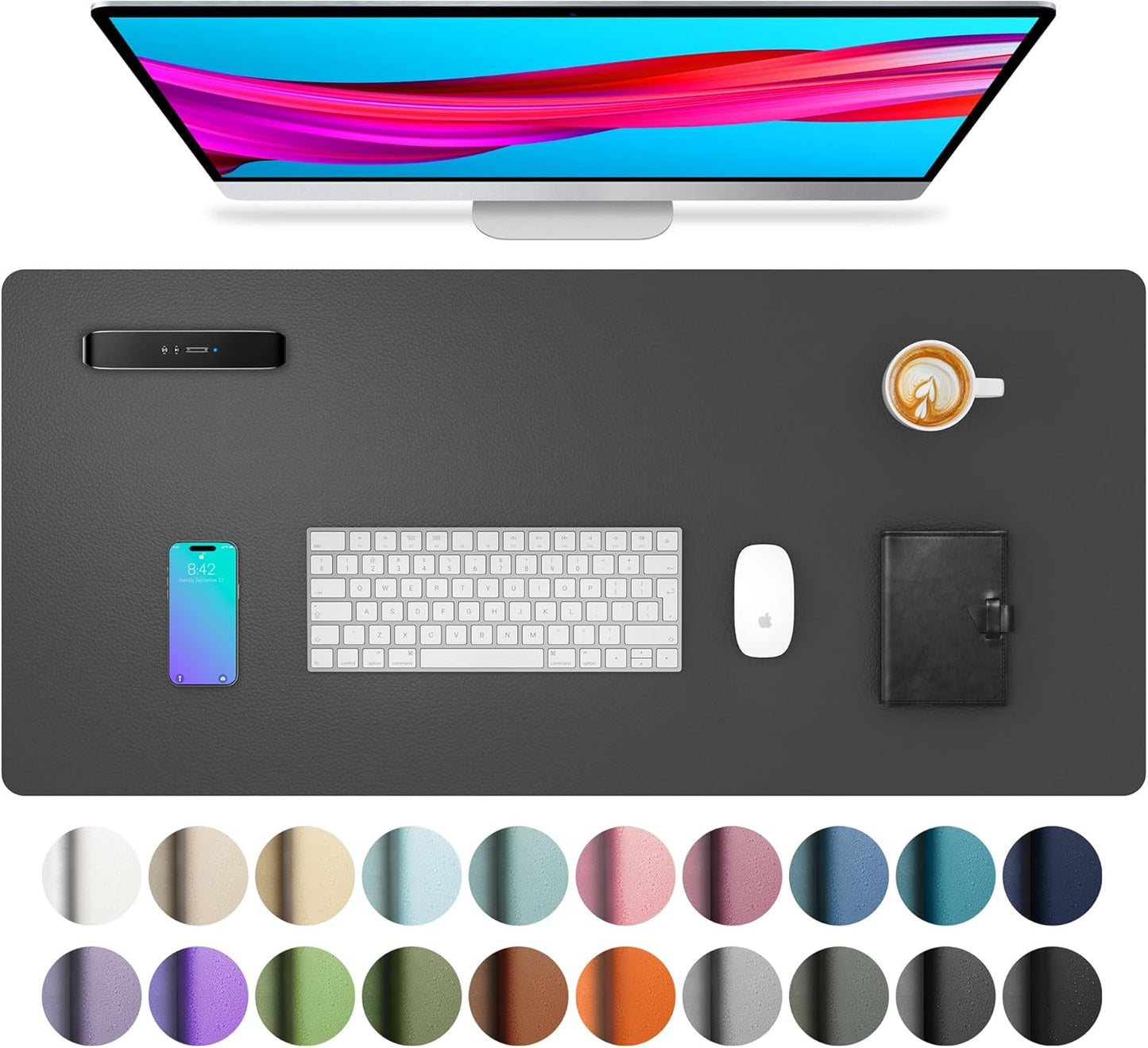 Stylish Fairy Pink Leather Desk Pad Protector - Non-Slip PU Leather Mouse Pad & Office Mat for Ultimate Workspace Organization