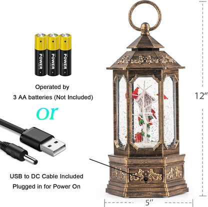 Sparkling 12" Christmas Snow Globe Lantern with Music Box - Perfect for Your Holiday Decor! 🎄✨🔋 #ChristmasVibes #HomeDecor