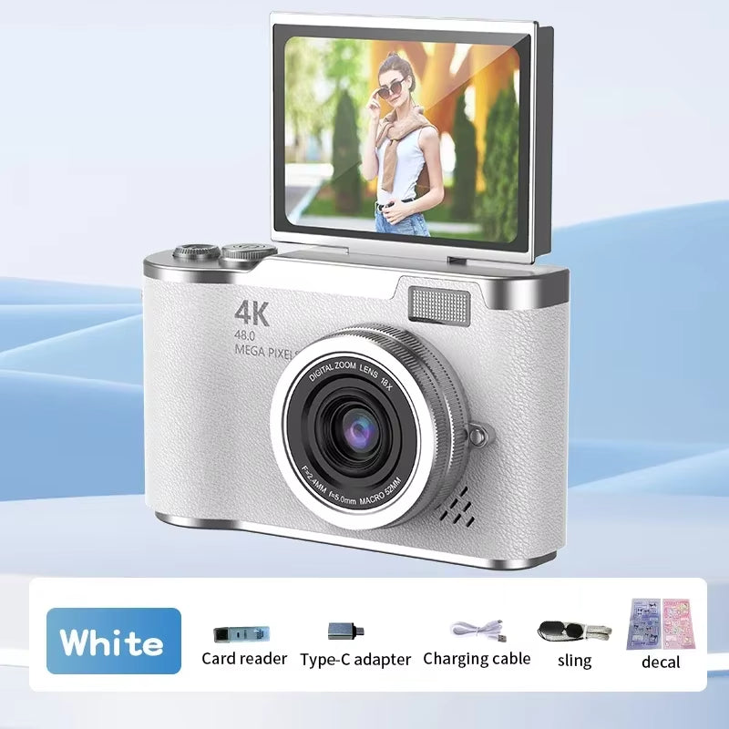 RENEAR 4K CCD Digital Camera – 48MP Compact Photography Camera with 8X Zoom and Flip Screen