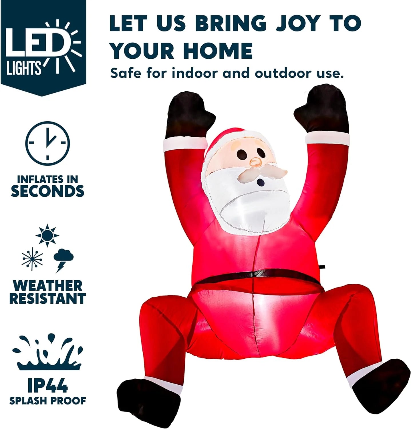 6 FT Inflatable Climbing Santa Outdoor Decoration with Built-In LED Lights – Christmas Blow-Up for Yard, Garden & Holiday Party Décor