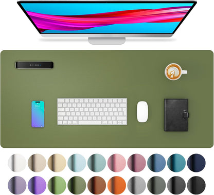 Stylish Fairy Pink Leather Desk Pad Protector - Non-Slip PU Leather Mouse Pad & Office Mat for Ultimate Workspace Organization