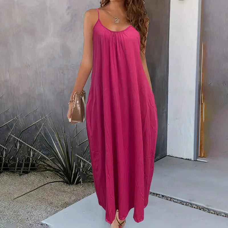 Women's Casual Summer Spaghetti Strap Maxi Dress