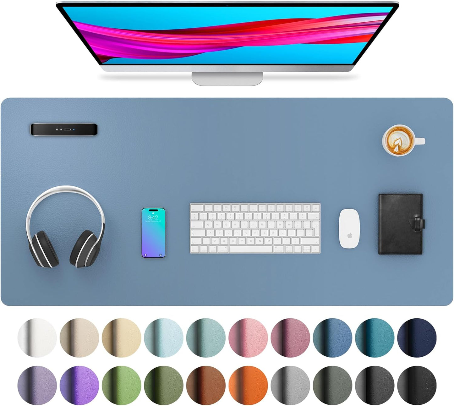 Stylish Fairy Pink Leather Desk Pad Protector - Non-Slip PU Leather Mouse Pad & Office Mat for Ultimate Workspace Organization