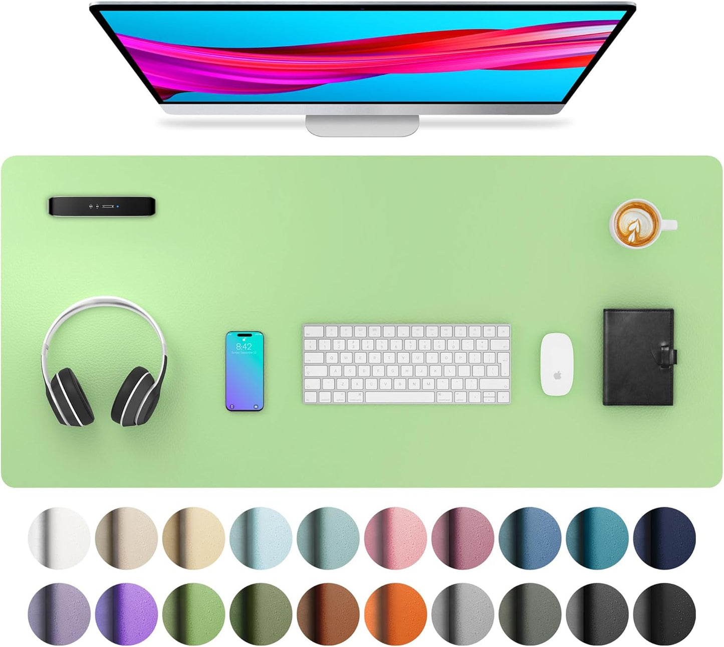 Stylish Fairy Pink Leather Desk Pad Protector - Non-Slip PU Leather Mouse Pad & Office Mat for Ultimate Workspace Organization