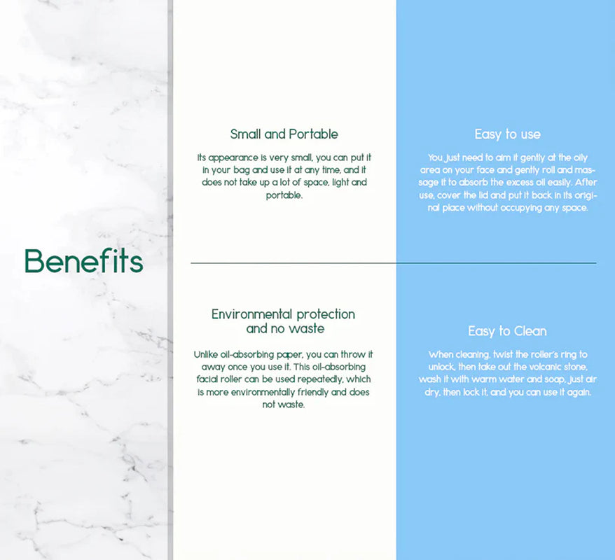 Volcanic Stone Oil-Absorbing Face Roller | Natural Mattifying & Pore-Clearing Tool – Reusable K-Beauty Shine Control