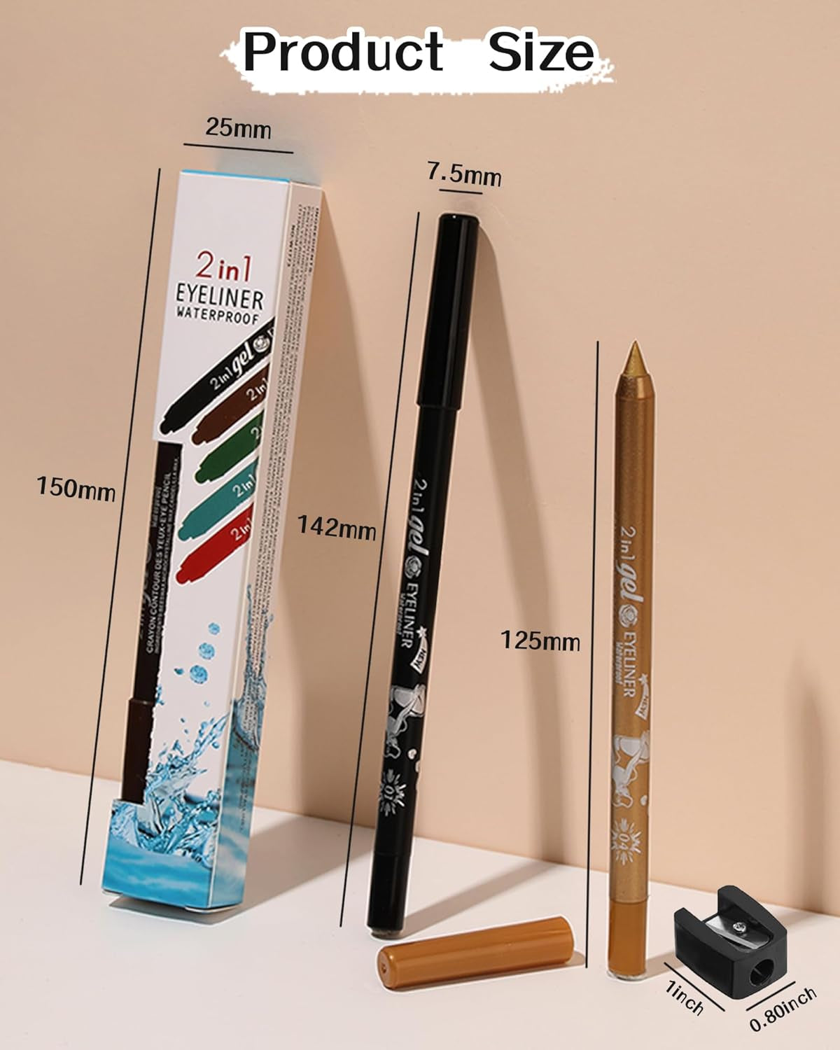 3-Piece Multi-Use Colored Gel Eyeliner Pencil Set | Long-Lasting Waterproof & Smudge proof Eyeliner, Eyeshadow & Lip Liner Pencils – Professional K-Beauty Eye Makeup Kit with Sharpener