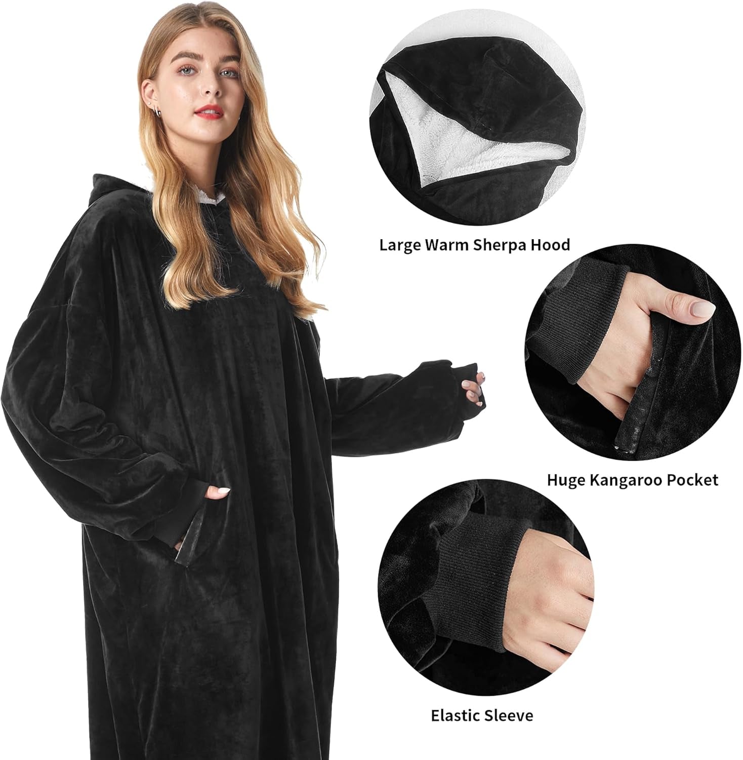 Oversized Wearable Blanket Hoodie – Ultra Soft Sherpa Fleece Sweatshirt, One Size Cozy Gift for Women & Men