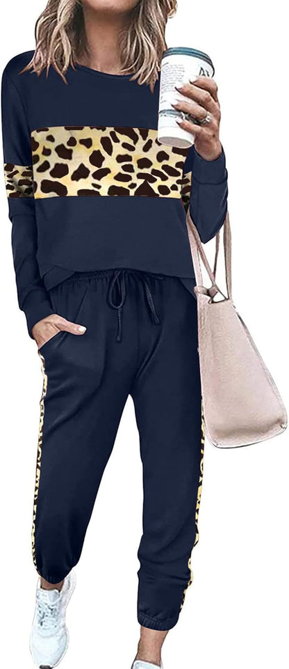 Womens 2 Piece Lounge Set 2025: Long Sleeve Top and High Waisted Sweatpants for Fall Fashion and Travel