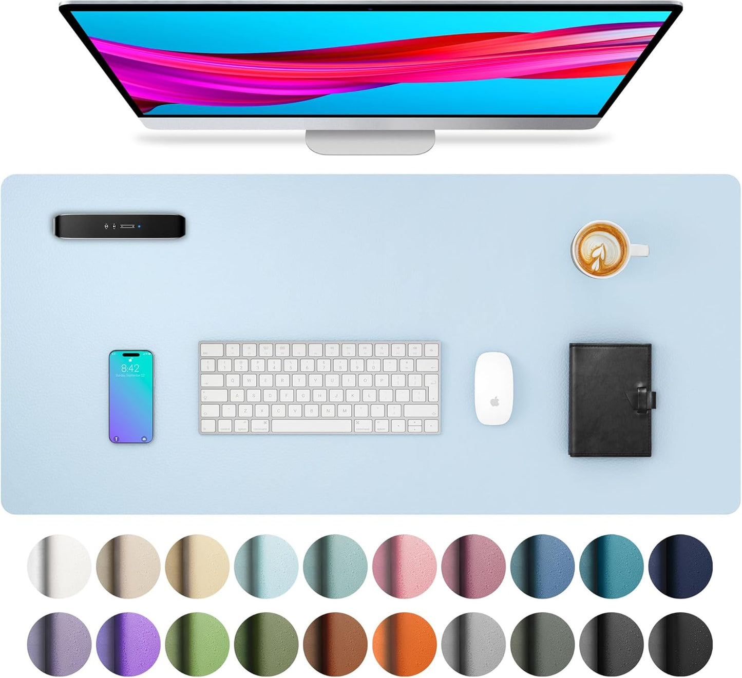 Stylish Fairy Pink Leather Desk Pad Protector - Non-Slip PU Leather Mouse Pad & Office Mat for Ultimate Workspace Organization