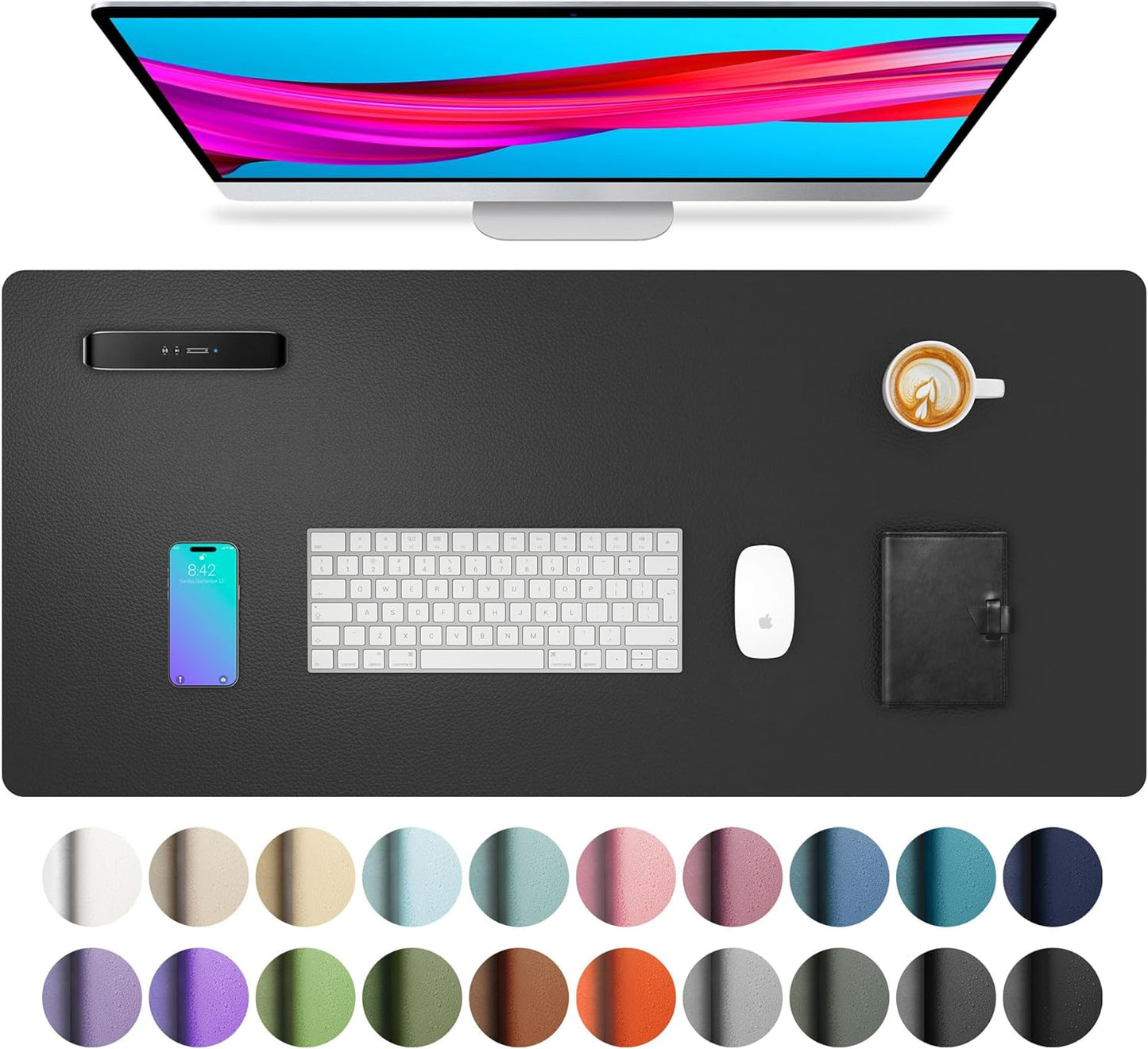 Stylish Fairy Pink Leather Desk Pad Protector - Non-Slip PU Leather Mouse Pad & Office Mat for Ultimate Workspace Organization