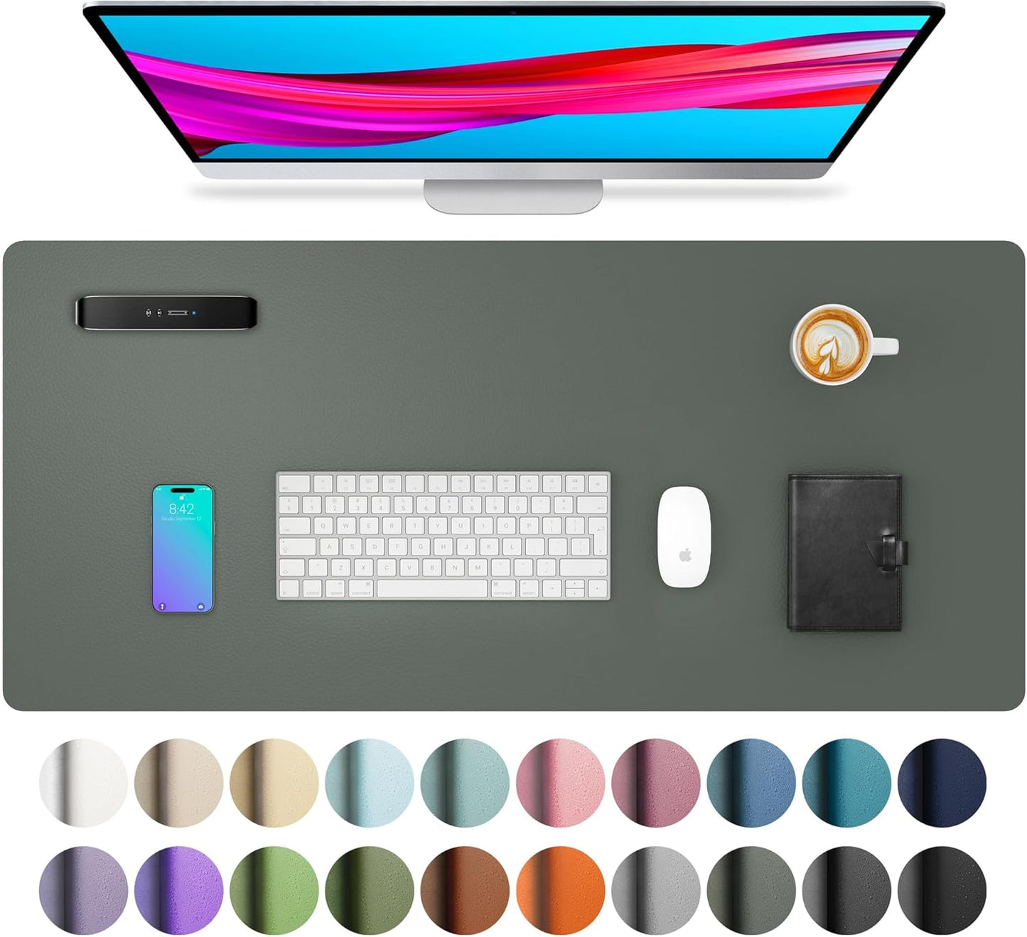 Stylish Fairy Pink Leather Desk Pad Protector - Non-Slip PU Leather Mouse Pad & Office Mat for Ultimate Workspace Organization