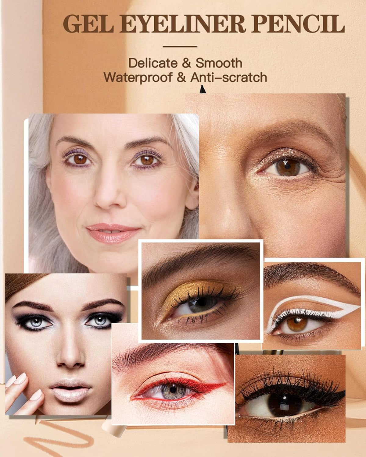 3-Piece Multi-Use Colored Gel Eyeliner Pencil Set | Long-Lasting Waterproof & Smudge proof Eyeliner, Eyeshadow & Lip Liner Pencils – Professional K-Beauty Eye Makeup Kit with Sharpener