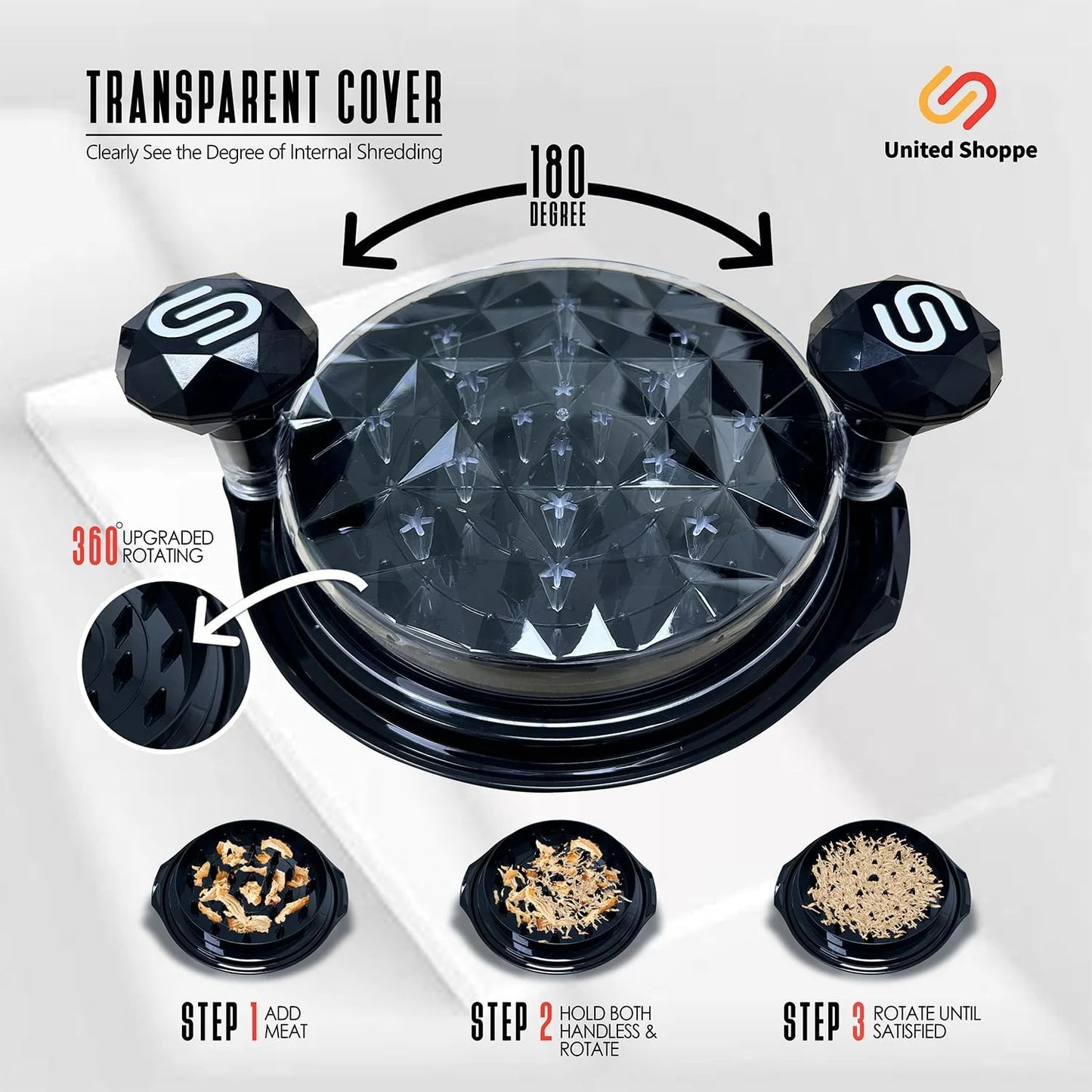 Transform Your Cooking with the 3-in-1 Pro Chicken Shredder Tool - Effortless Shredding for Chicken, Pork, and Beef with Included Cleaning Brush, Tongs & Fork - Heat Resistant, Dishwasher Safe & Anti-Slip Design