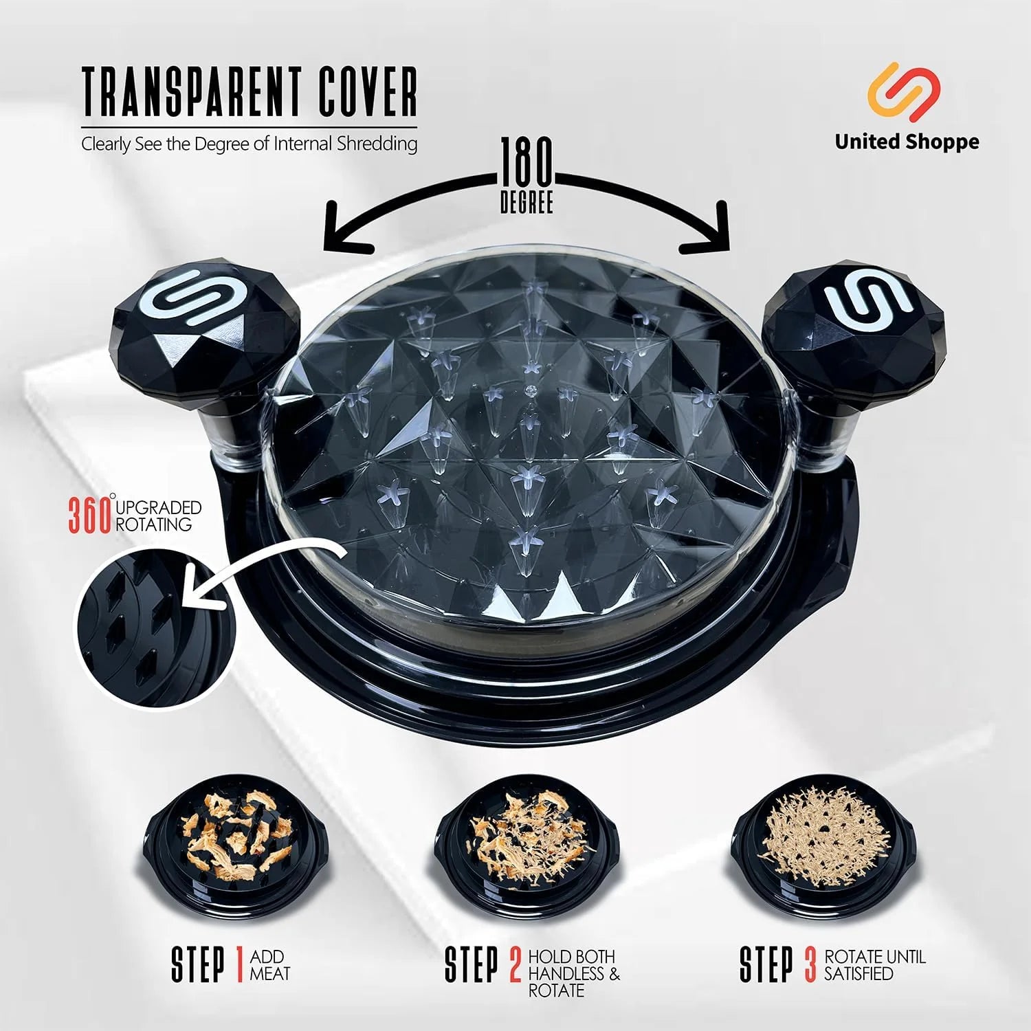 Transform Your Cooking with the 3-in-1 Pro Chicken Shredder Tool - Effortless Shredding for Chicken, Pork, and Beef with Included Cleaning Brush, Tongs & Fork - Heat Resistant, Dishwasher Safe & Anti-Slip Design