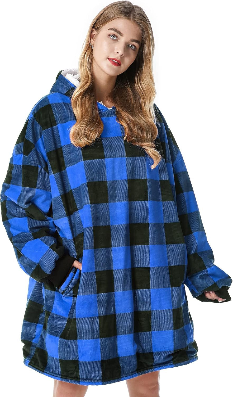 Oversized Wearable Blanket Hoodie – Ultra Soft Sherpa Fleece Sweatshirt, One Size Cozy Gift for Women & Men