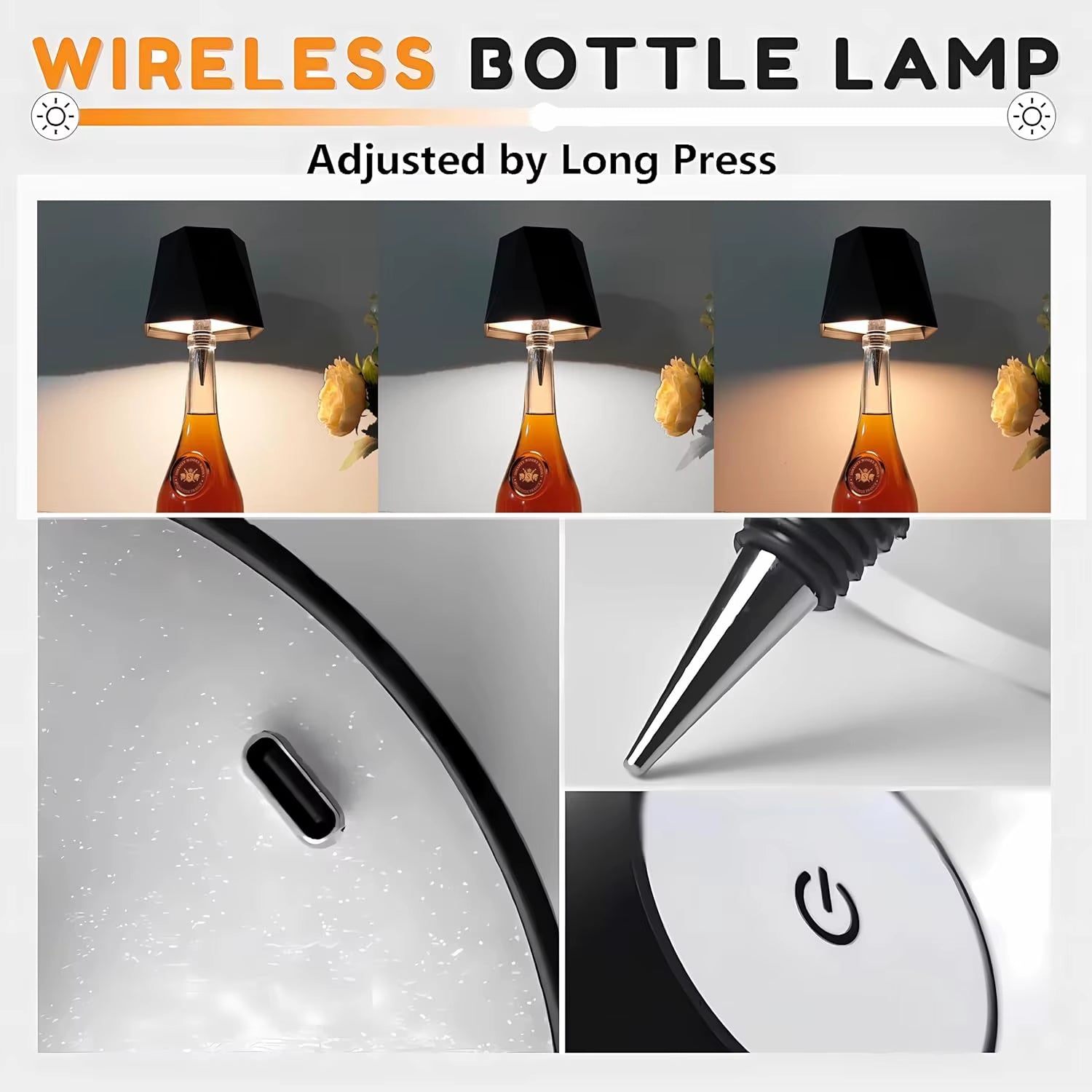 Wireless Touch-Control Table Lamp with Adjustable Colors and Dimming