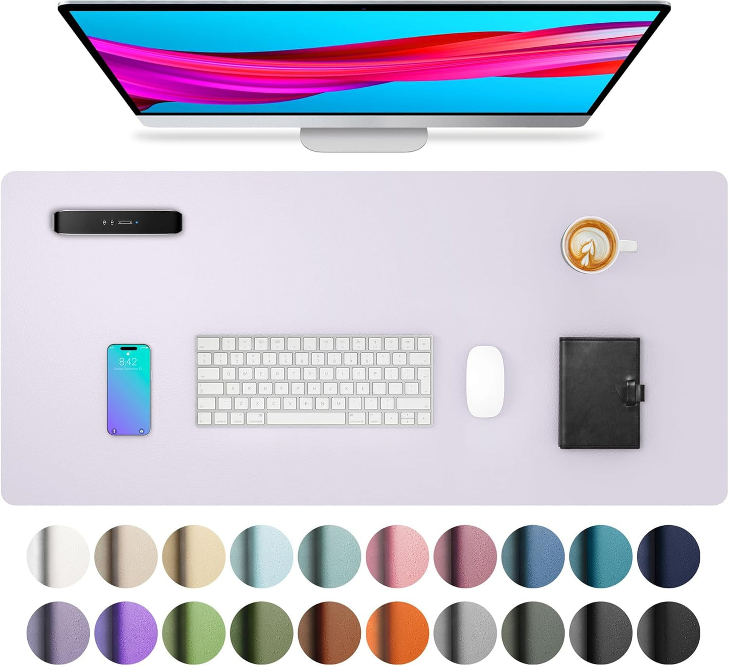 Stylish Fairy Pink Leather Desk Pad Protector - Non-Slip PU Leather Mouse Pad & Office Mat for Ultimate Workspace Organization
