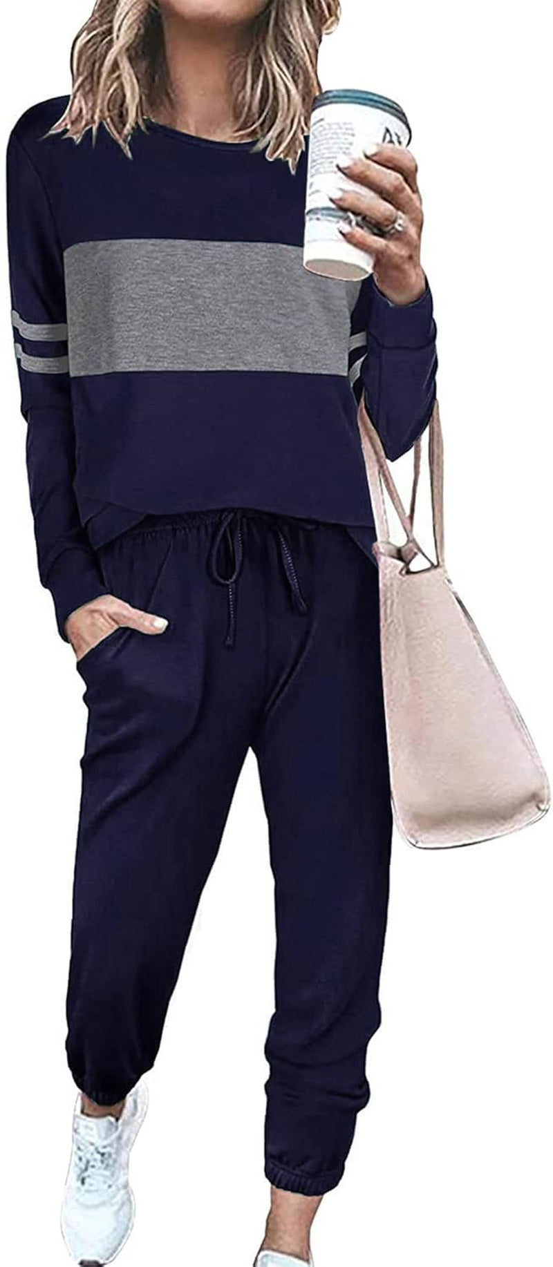 Womens 2 Piece Lounge Set 2025: Long Sleeve Top and High Waisted Sweatpants for Fall Fashion and Travel