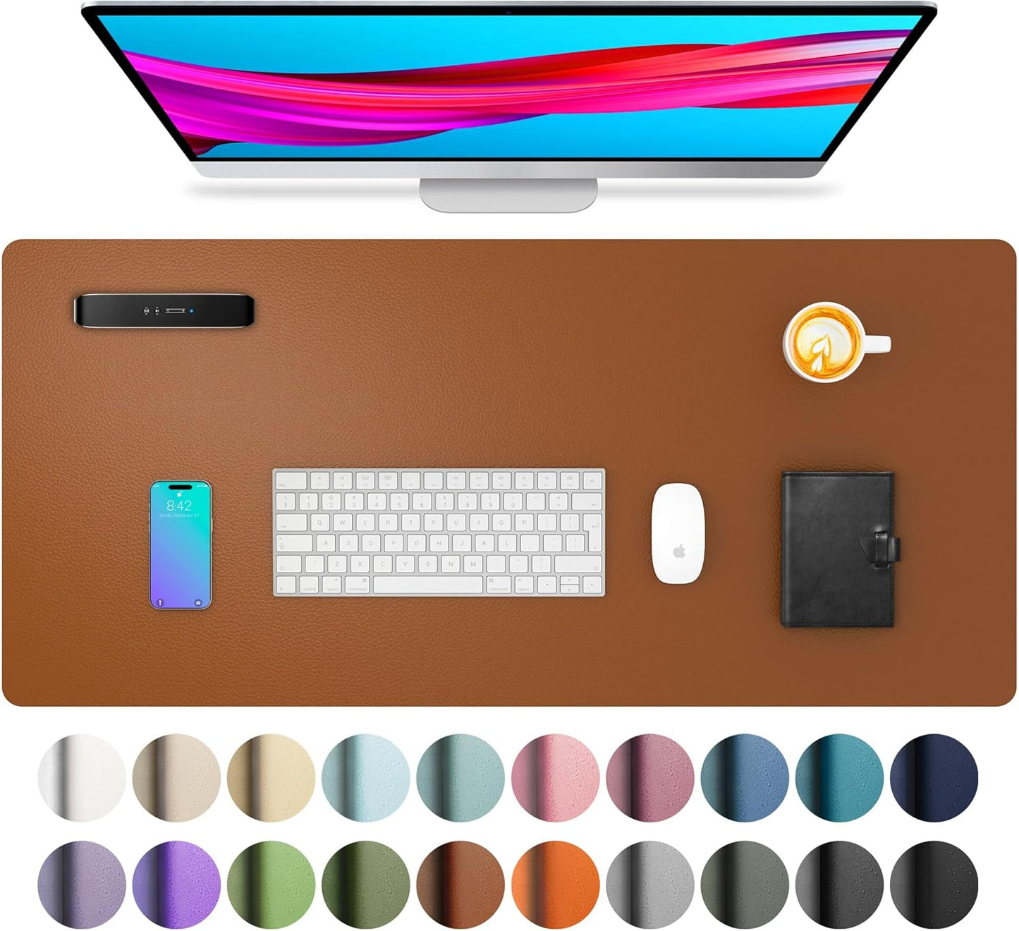 Stylish Fairy Pink Leather Desk Pad Protector - Non-Slip PU Leather Mouse Pad & Office Mat for Ultimate Workspace Organization