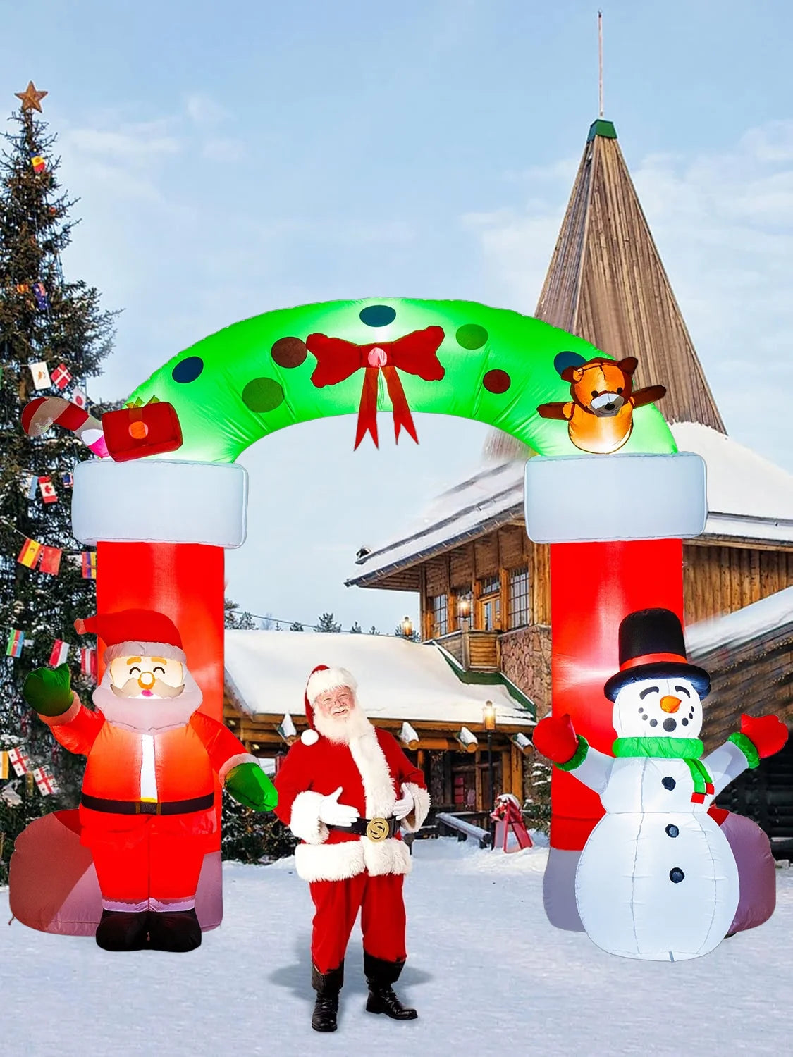8 FT Christmas Inflatable Santa Claus Snowman Garland Archway Decorations with Build-In LED, Holiday Inflatables Decorations for Party Indoor, Outdoor, Lawn, Garden Decor