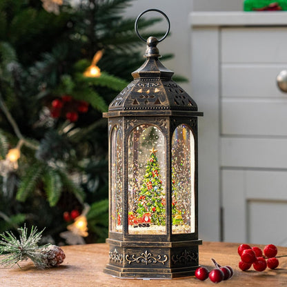 Sparkling 12" Christmas Snow Globe Lantern with Music Box - Perfect for Your Holiday Decor! 🎄✨🔋 #ChristmasVibes #HomeDecor