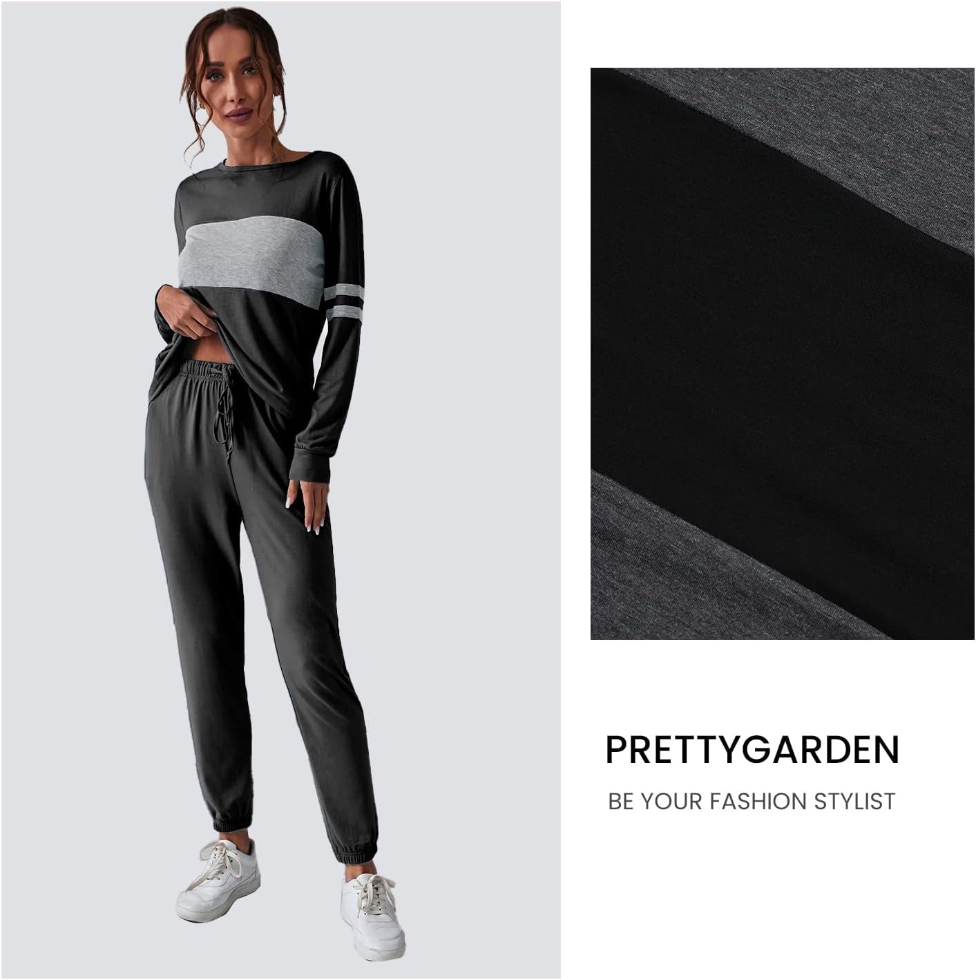 Womens 2 Piece Lounge Set 2025: Long Sleeve Top and High Waisted Sweatpants for Fall Fashion and Travel