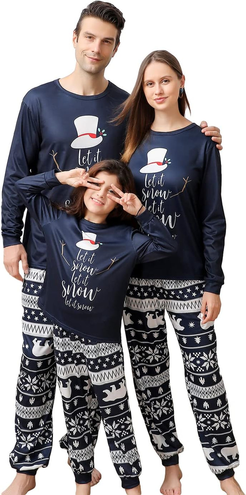 Cozy Matching Christmas Pajamas for the Whole Family - Fun Let It Snow Print Tops with Classic Plaid Pants