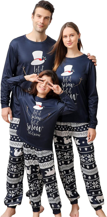 Cozy Matching Christmas Pajamas for the Whole Family - Fun Let It Snow Print Tops with Classic Plaid Pants