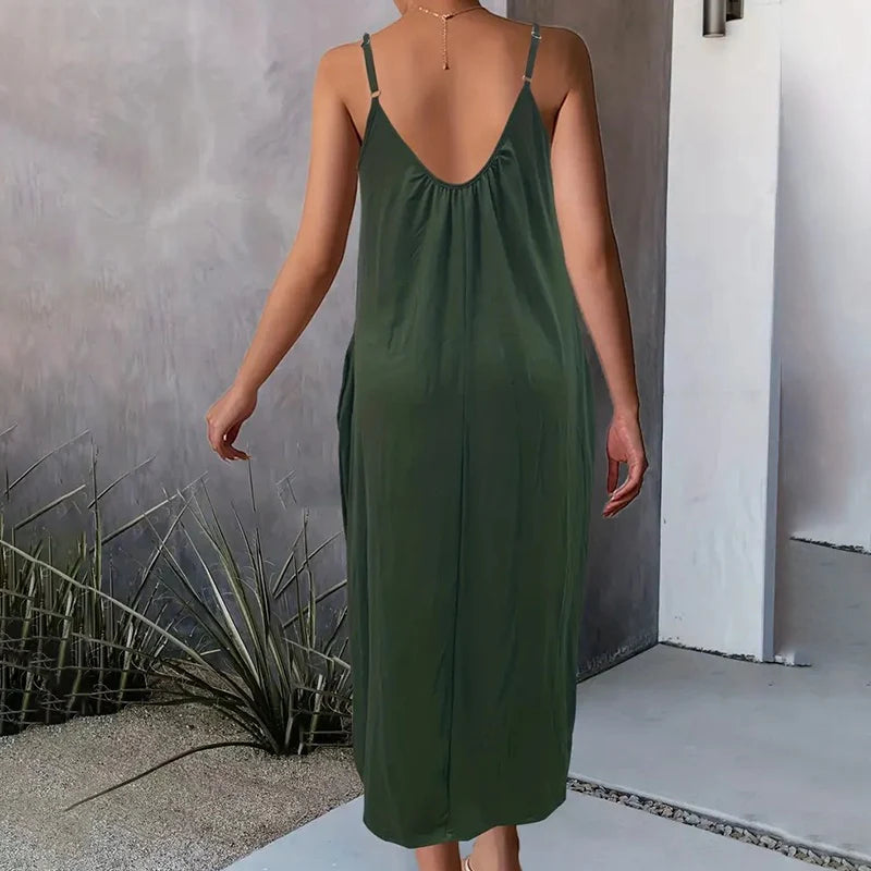 Women's Casual Summer Spaghetti Strap Maxi Dress