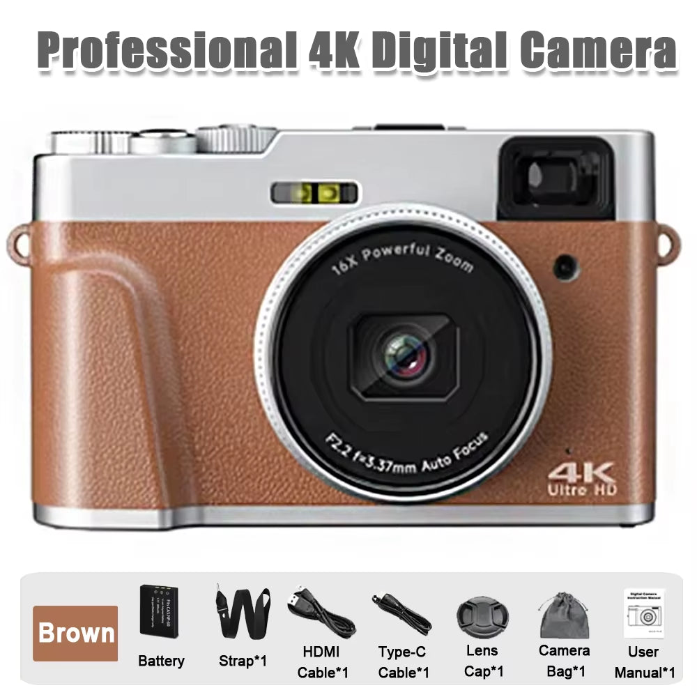 RENEAR 4K CCD Digital Camera – 48MP Compact Photography Camera with 8X Zoom and Flip Screen